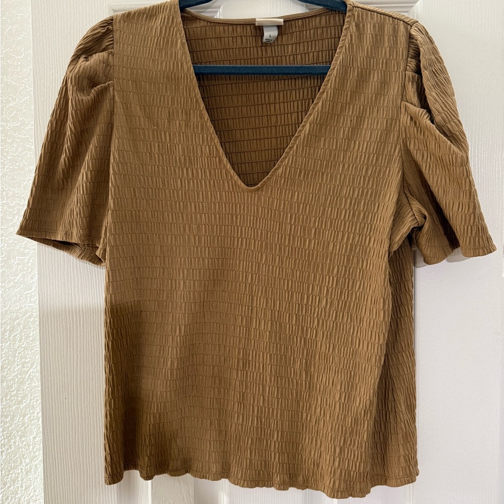 a new day Brown Textured V-Neck Blouse
